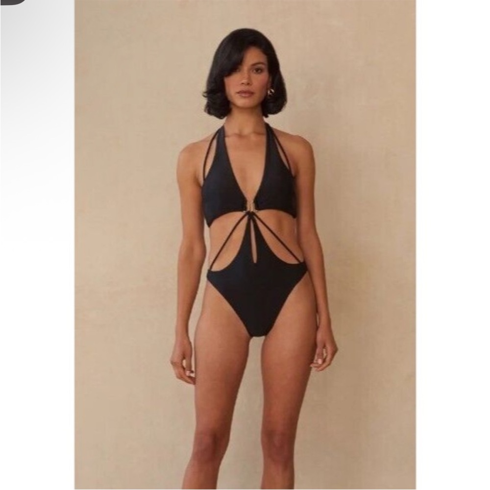 Cult Gaia Knowles Swimsuit Black Cutout One Piece Monokini size L